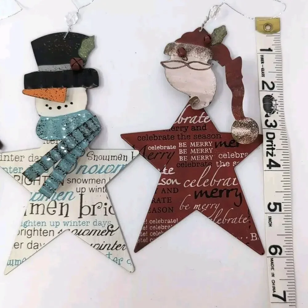 Snowman Santa Christmas Ornaments‎ Metal Winter Dreams 2 Boxes 4 pc NEW NWT